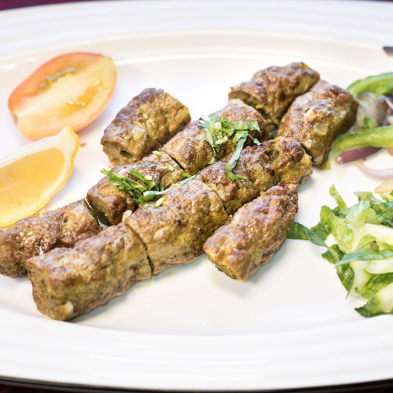 Char-Grilled Lamb Seekh.