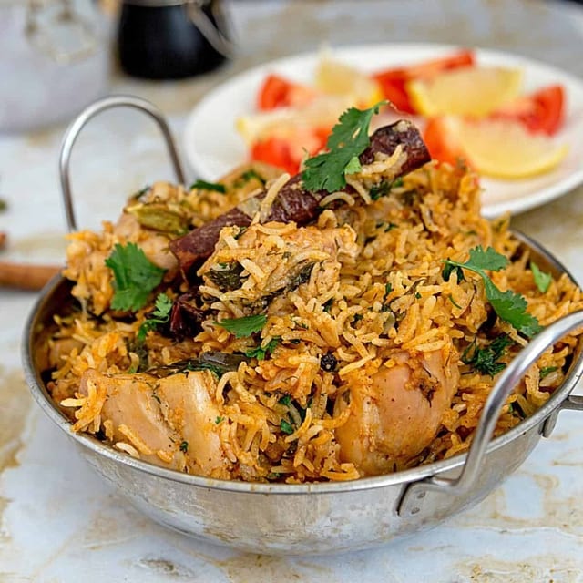 Bone-In Chicken Biryani.